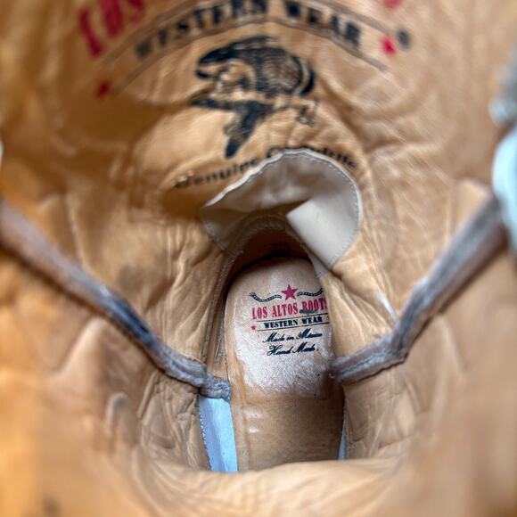 Los Altos Boots Men's White Caiman Crocodile Leather Cowboy Boots US Size 7 M 7M - Picture 12 of 13